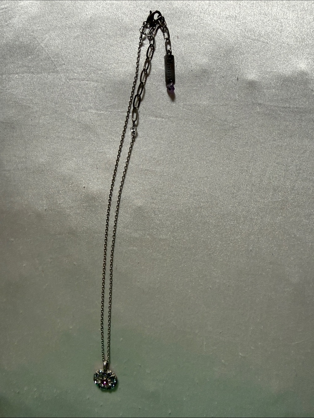 Mariana Silver guardian angel Pendant Necklace with Purple Accent Stones